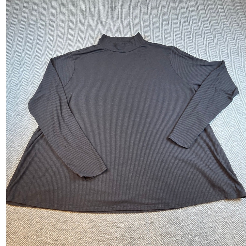 Old Navy Luxe Rib-Knit Mock Neck Swing Top Charcoal Gray Long Sleeve Medium